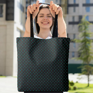 Tote Bag Cute Polka Dot Motif Simple Moderne Turquoise Noir