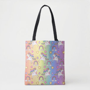 Tote Bag Cute Rainbow Unicorn Motif enfants