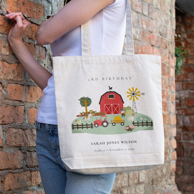 Tote Bag Cute Red Barnyard ferme animal n'importe quel âge  (Créateur téléchargé)