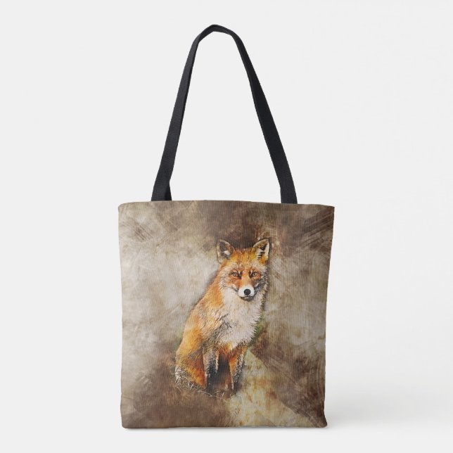 Tote Bag Cute Red Fox Wildlife Art (Dos)