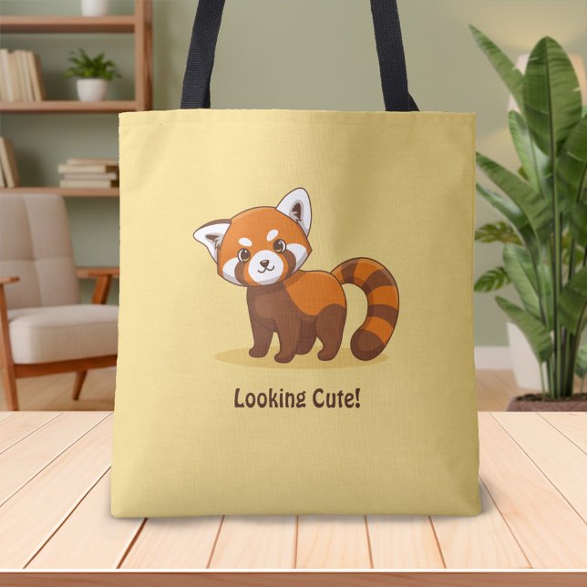 Tote Bag Cute Red Panda on Yellow (Créateur téléchargé)