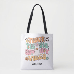 Tote Bag Cute Retro Ghost Épais cuisses Vibes Éffrayantes