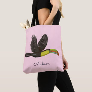 Tote Bag Cute rose Exotique Tropical Toucan Bird Personnali