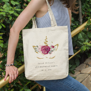 Tote Bag Cute Rose Or Floral Unicorne N'importe quel âge An