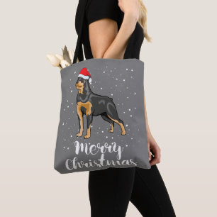 Tote Bag Cute Rottweiler Santa Hat Joyeux costume de Noël