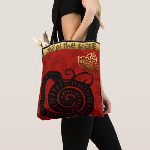 Tote Bag Cute serpent chinois Nouvel An Zodiac Anniversaire