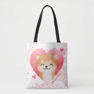 Tote Bag Cute Shiba Inu dans un coeur