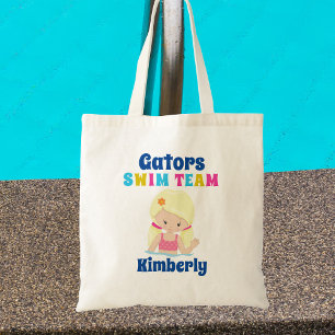 Tote Bag Cute Swim Team Girl Blonde personnalisées Swimmer