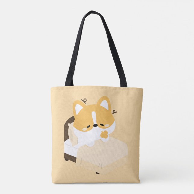 Tote Bag Cute Tired Corgi (Dos)