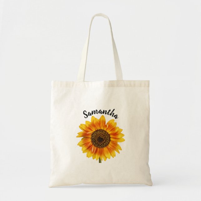 Tote Bag Cute tournesol personnalisé (Devant)