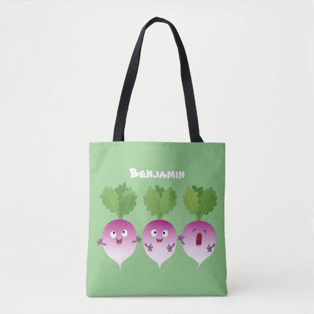 Tote Bag Cute turnip légumes trio chanter dessin animé (Devant)