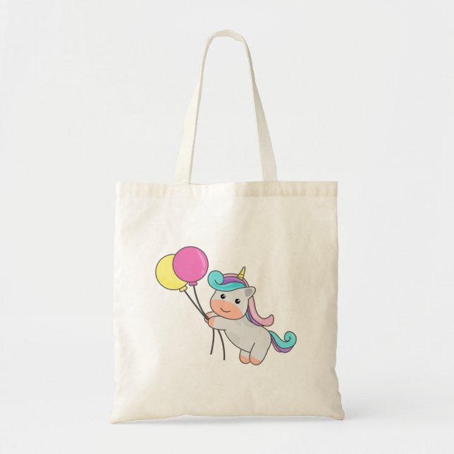 Tote Bag Cute Unicorne avec ballons (Devant)