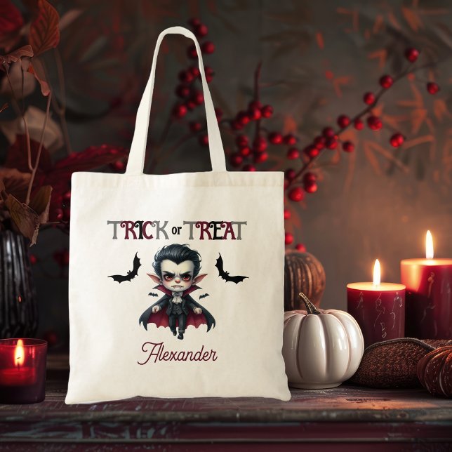 Tote Bag Cute Vampire Kid Trick ou Treat Halloween (Cute Vampire Kid's Trick or Treat Halloween Tote Bag)