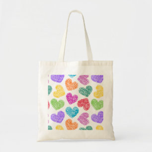 Tote Bag Cute Vibrant Doodled Heart Valentine's Day Motif