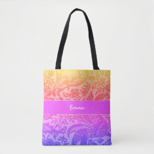 Tote Bag Cute Vintage Arc-en-ciel Floral Botanique