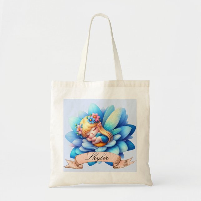 Tote Bag Cute Whimsical Floral Doux Rêves Dormir Fée (Devant)