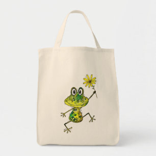 Tote Bag Cute Whimsical Happy Frog