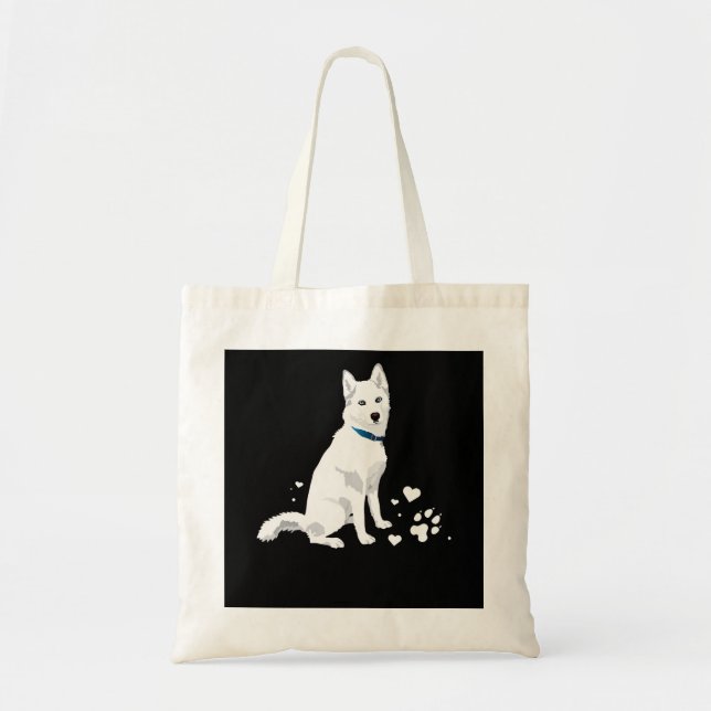 Tote Bag Cute White Siberian Husky - Sweet White Snow Dog (Devant)