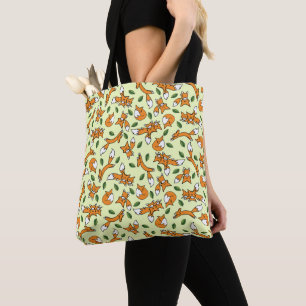 Tote Bag Cute Wild Fox et Motif Leaf