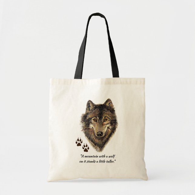 Tote Bag Cute Wolf Cub, Citation de loups, Faune, Animal (Devant)