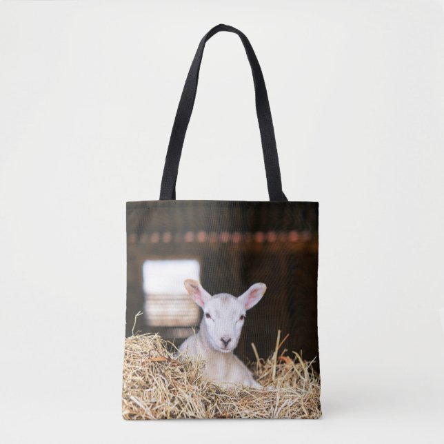 Tote Bag Cutest Baby Animals | Newborn Lamb (Devant)