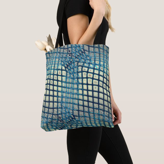 Tote Bag Cyan gris flou semblable à l'enchevêtrement du fil (De près)