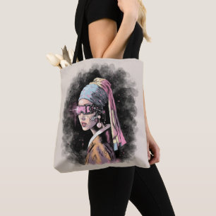 Tote Bag Cyber-fille avec une oreille perle