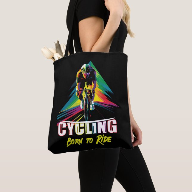 Tote Bag Cyclisme Né pour Rouler (De près)