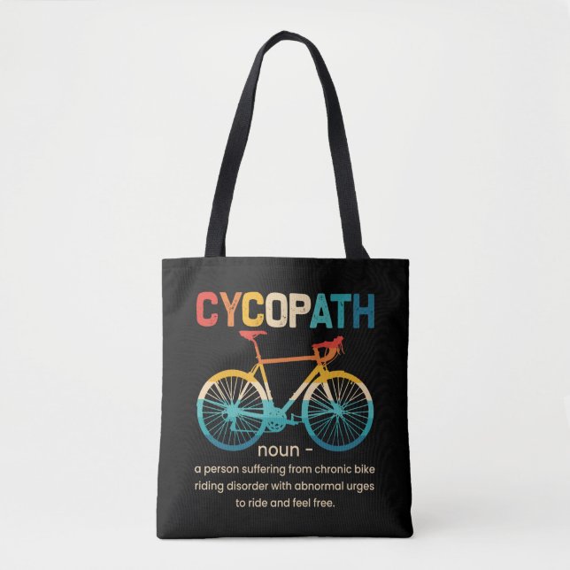 Tote Bag Cycopath Funny Cycliste pour cyclistes et cycliste (Devant)