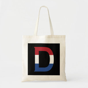 Tote Bag D Monogramme superposé sur NLD Flag sur bk btcn