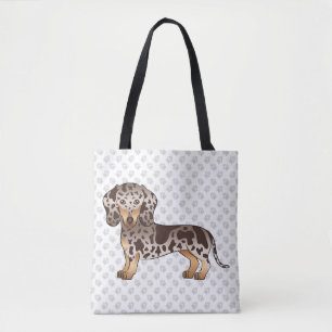 Tote Bag Dachshund à poil court chocolat et panaché & patte