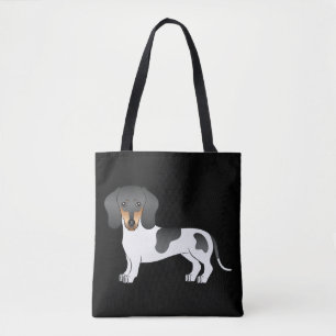 Tote Bag Dachshund à poil court piebaldo noir et feu - Noir