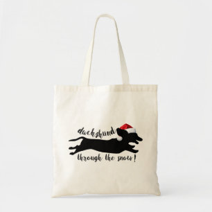 Tote Bag Dachshund à travers la neige Fêtes de Noël