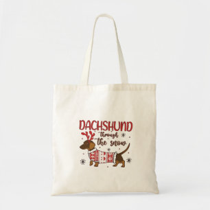 Tote Bag Dachshund à travers la neige Noël Amateur de chien