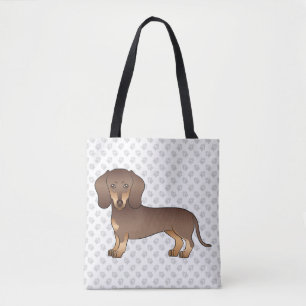 Tote Bag Dachshund aux poils courts Chocolat et Tan & Patte