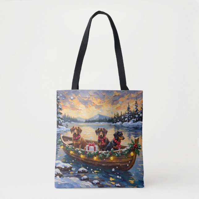 Tote Bag Dachshund Christmas Boat Holiday (Devant)