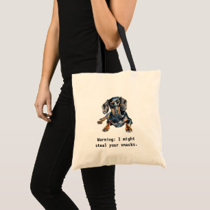 Tote Bag Dachshund Funny Avertissement : Je pourrais voler 