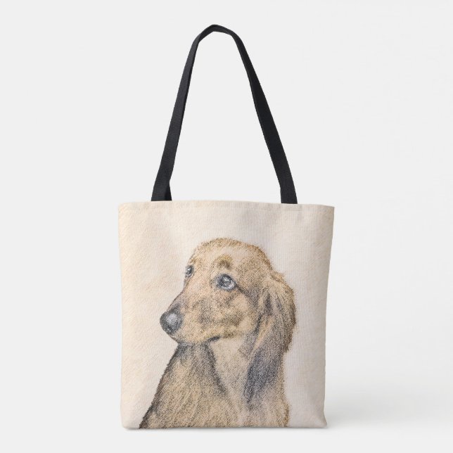 Tote Bag Dachshund (Longhaerien) Peinture - Art Chien origi (Dos)