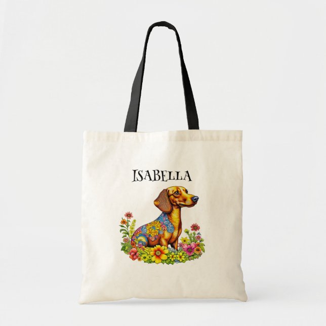 Tote Bag Dachshund personnalisé mignon (Devant)