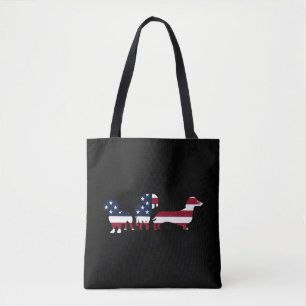 Tote Bag Dachshund Quatrième 4 juillet Chiens Patriotiques