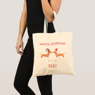 Tote Bag Dachshund saucisse cadeau amoureux des chiens Noël