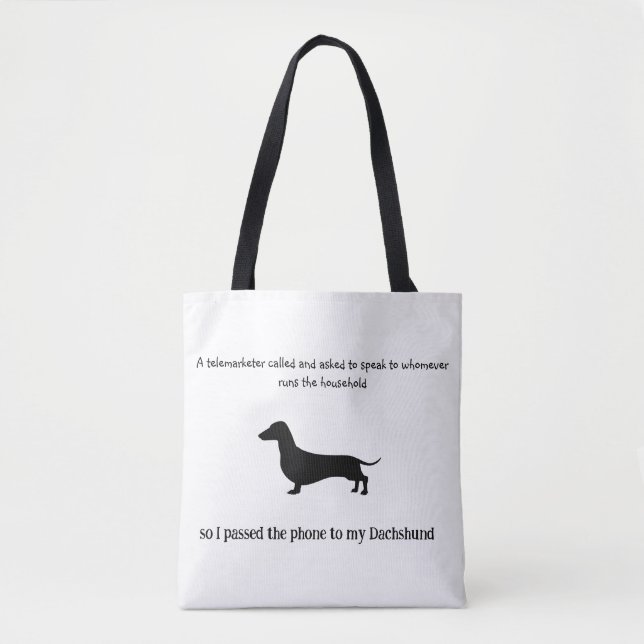 Tote Bag Dachshund Silhouette Funny (Devant)