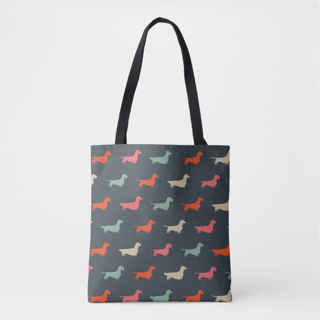 Tote Bag Dachshund Silhouettes Wiener Amoureux des chiens (Devant)