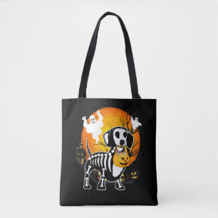 Tote Bag Dachshund Skeleton Halloween Joyeux cadeau Citroui
