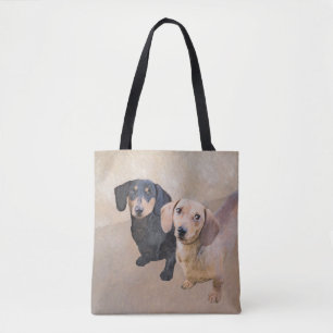 Tote Bag Dachshund (Smooth) Peinture - Art Chien original