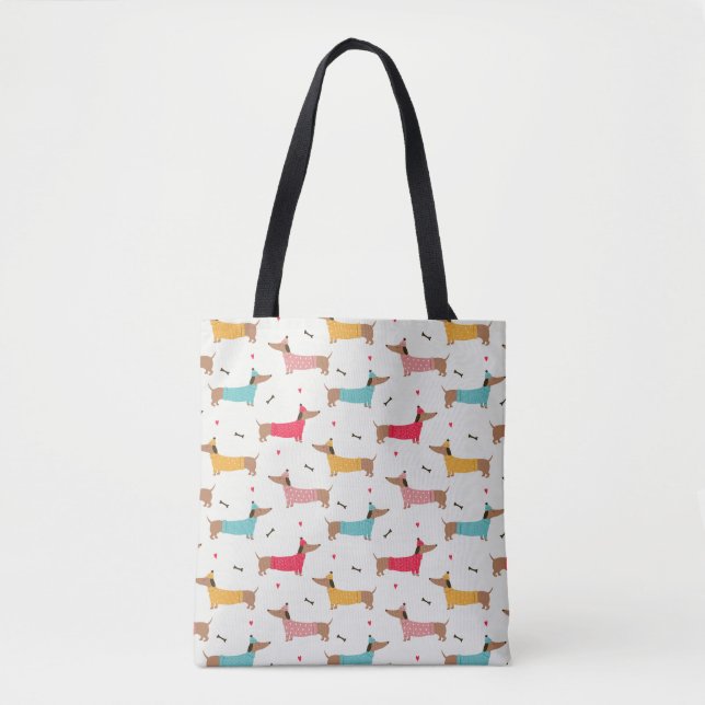 Tote Bag Dachshunds en Sweaters Motif de vacances (Devant)
