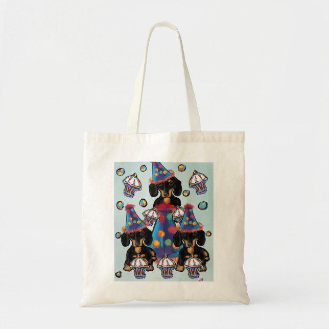 Tote Bag Dachshunds noirs et tans (Devant)