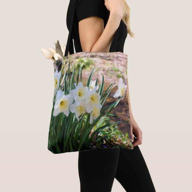 Tote Bag Daffodiles Blanches De Brook Peinture À L'Huile (De près)