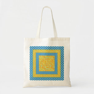 Tote Bag Daffodiques et Pois Bleus et Blancs
