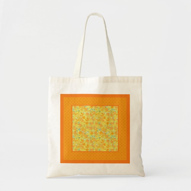 Tote Bag Daffodiques jaunes dorés et Pois (Devant)